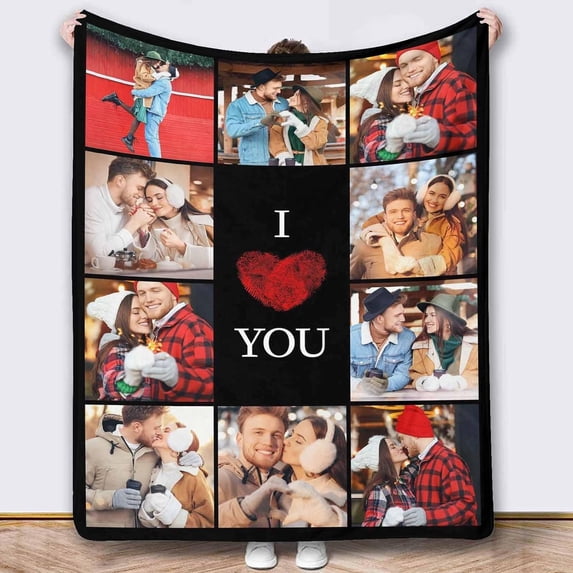 Custom Blanket with Photos Text Customized Blanket Personalized Flannel Throw Blankets for Adult Kid Birthday Christmas Fathers Mothers Valentines Day Customized Gift A Blankets