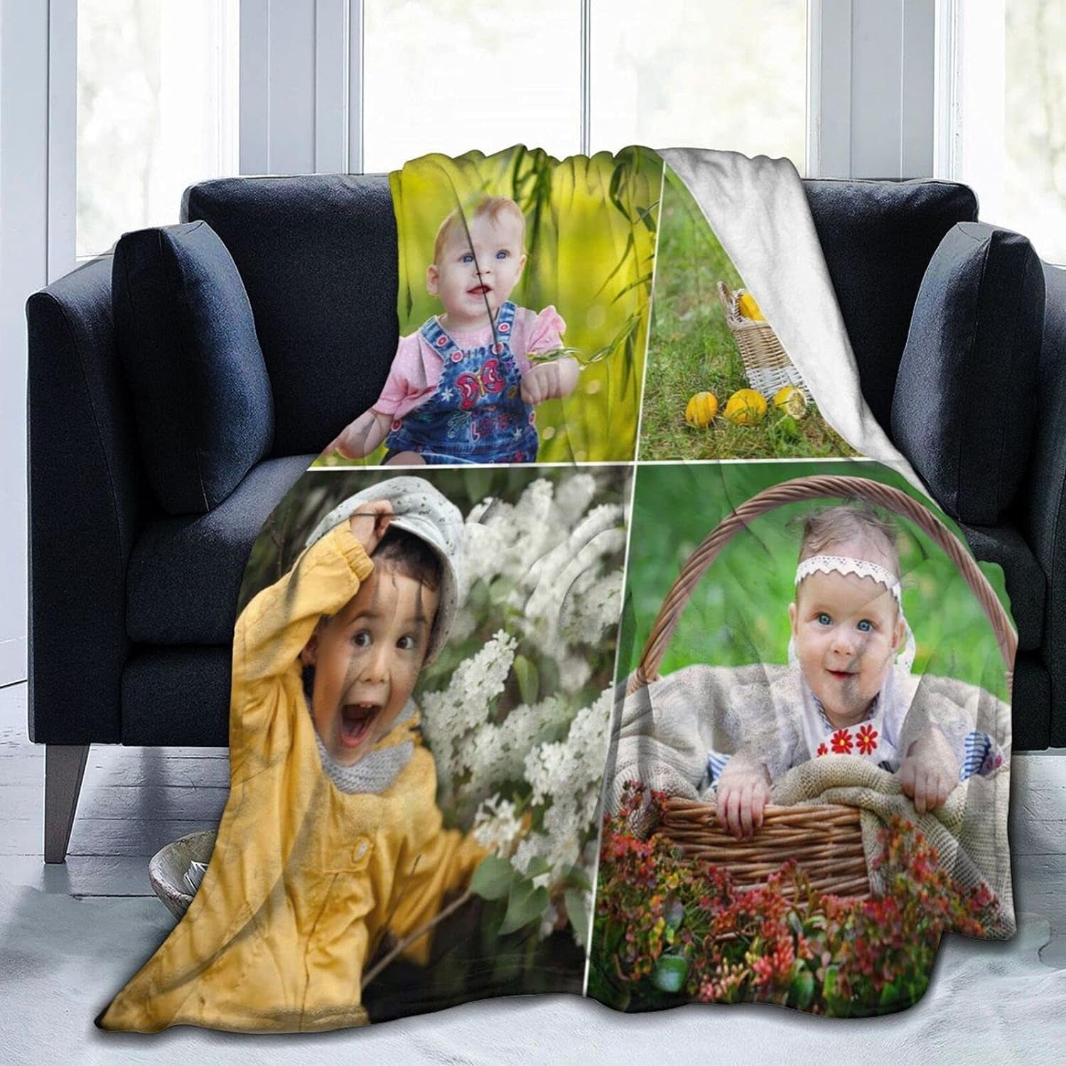 Custom Blanket with Photos Text Customized Blanket Personalized Flannel Throw Blankets for Adult Kid Birthday Christmas Halloween Fathers Mothers Valentines Day Gift 40 x 50 Walmart