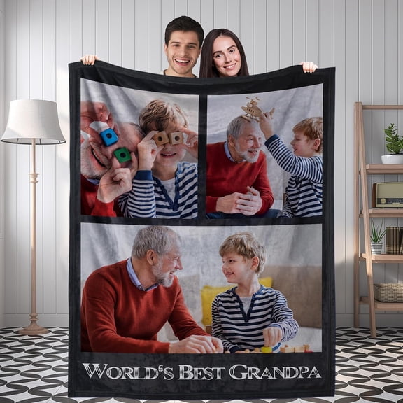 Custom Blanket with Photos Text Customized Picture Blankets, Personalized Throw Blanket for Kid Adult Mother Father Friend Lovers Pet, Custom Gifts for Halloween Christmas Valentines Birthday 40*50 In