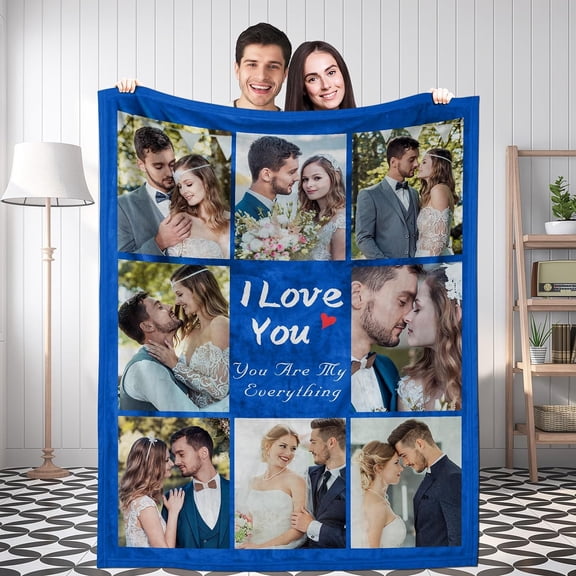 Custom Blanket with Photos Text Customized Picture Blankets, Personalized Throw Blanket for Kid Adult Mother Father Friend Lovers Pet, Custom Gifts for Halloween Christmas Valentines Birthday 40*50 In