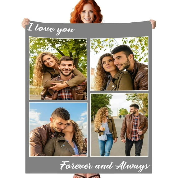 Custom Blanket with Photos Text, Personalized Blanket with Pictures Aniversary Gifts for Mom, Dad,Families,Boyfriend,Girlfriend,Kids, Christmas Blanket.