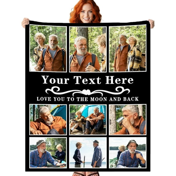 Custom Blanket with Photos Text, Personalized Blanket with Pictures Aniversary Gifts for Mom, Dad,Families,Boyfriend,Girlfriend,Kids, Christmas Blanket.