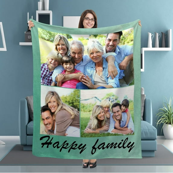 Custom Blanket with Photos Text Personalized Blankets for Adults-Customized Picture Blanket Throw for Dad Mom Woman Friends Couple Boyfriend Girlfriend Mom Best Friend on Fathers Mothers Day 50"X40"