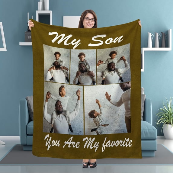 Custom Blanket with Photos Text Personalized Blankets for Adults-Customized Picture Blanket Throw for Dad Mom Woman Friends Couple Boyfriend Girlfriend Mom Best Friend on Fathers Mothers Day 50"X40"