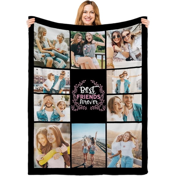 Custom Blanket with Photos Text Personalized Blankets for Adults-Customized Picture Blanket Throw for Dad Mom Woman Friends Couple Boyfriend Girlfriend Mom Best Friend on Fathers Mothers Day 50"X40"