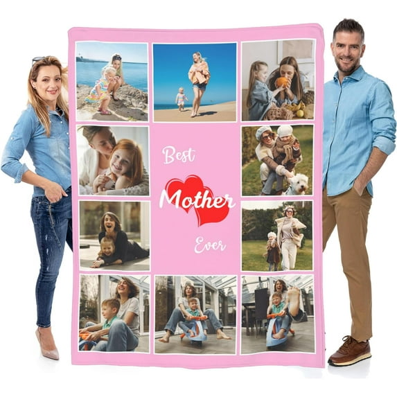 Custom Blanket with Photos Text, Personalized Photo Blankets and Throws, Personalized Gifts with Pictures for Boyfriend Sister,Customized Gifts for Couples Friends on Birthday Valentines Day