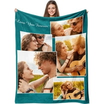 Custom Blanket with Photos Text, Personalized Photo Collage Flannel Throw Blanket Customized Gifts for Dad Mom Boyfriend Girlfriend Birthday Valentines Day Christmas Blankets