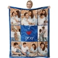 thumbnail image 1 of Custom Blanket with Photos Text, Personalized Pictures Collage Customized Flannel Throw Blankets Custom Wedding Blankets for Couple, Anniversary, Engagement Gift Blanket&nbsp;-8Photo-1, 1 of 6