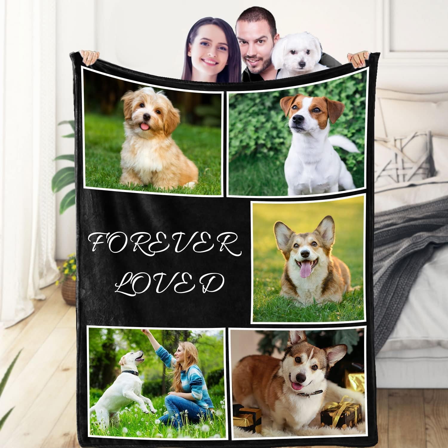 Custom Blanket with Photos Text Personalized Throw Blanket Cozy Fleece Customized Picture Blanket for dog cat pet Christmas Birthday Wedding Gifts DogBedBlankets 5 Photos 1 41FF Walmart