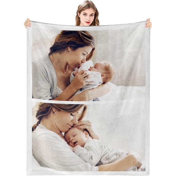 Custom Blanket with Photos Text Picture Customized Blankets Collage Personalised Photo Blanket for Kids,Adults,Dogs,Couples,Family,Birthday Christmas Valentines Day Gift