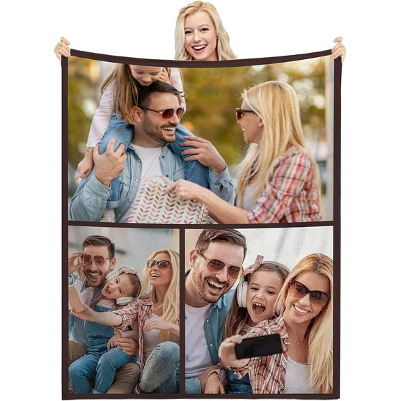 Custom Blanket with Photos Text Picture Customized Blankets Collage Personalised Photo Blanket for Kids,Adults,Dogs,Couples,Family,Birthday Christmas Valentines Day Gift