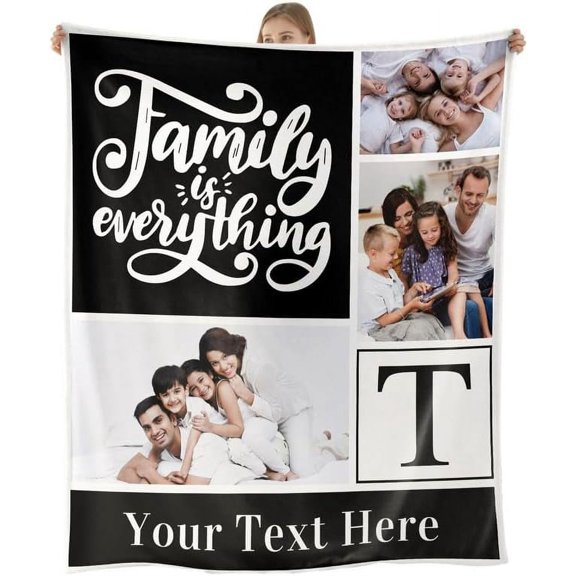 Custom Blanket With Photos Texts-Personalised Photo Blanket Flannel Personalized Throw Blanket With Your Own Pictures Custom Blanket with Photo Collages For Family Birthday Wedding Gift(6 pictures)