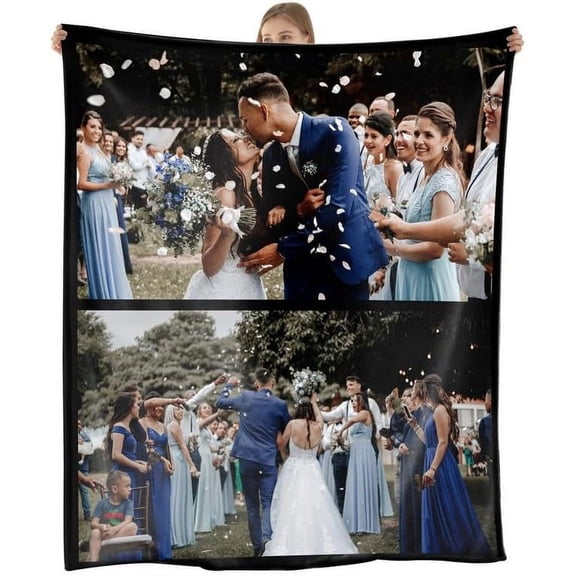 Custom Blanket With Photos Texts-Personalised Photo Blanket Flannel Personalized Throw Blanket With Your Own Pictures Custom Blanket with Photo Collages For Family Birthday Wedding Gift(6 pictures)