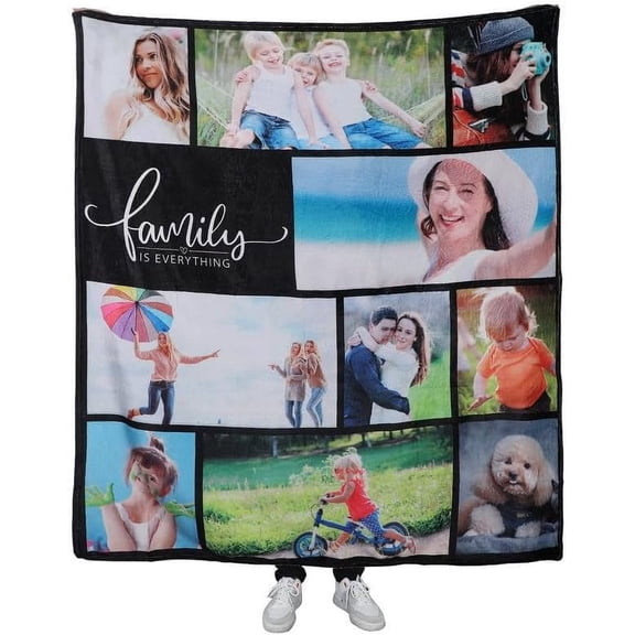 Custom Blanket With Photos Texts-Personalised Photo Blanket Flannel Personalized Throw Blanket With Your Own Pictures Custom Blanket with Photo Collages For Family Birthday Wedding Gift(6 pictures)