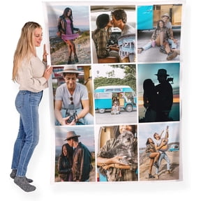 Custom Blanket Photos and Text, Fully Customizable with Your Pictures and Message, Soft Smooth Fleece Throw, 50" x 60"