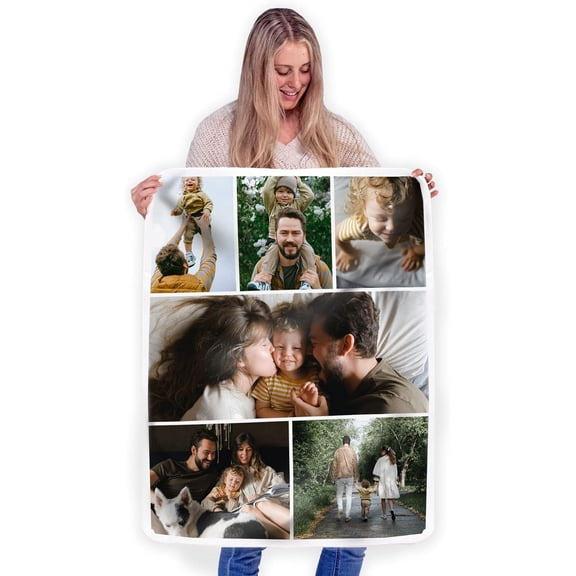 Custom Blanket Photos and Text, Fully Customizable with Your Pictures and Message, Soft Smooth Fleece Throw, 50" x 60"