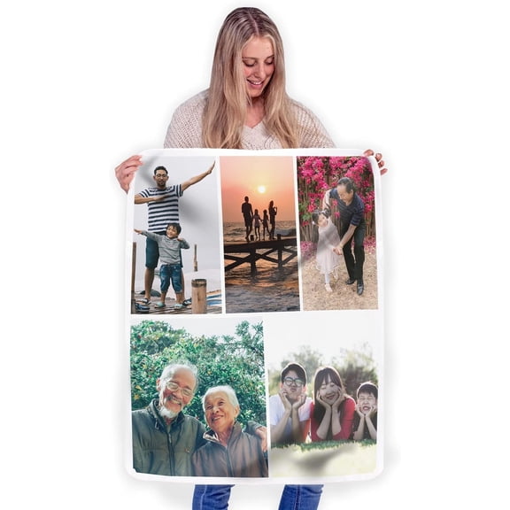 Custom Blanket Photos and Text, Fully Customizable with Your Pictures and Message, Soft Smooth Fleece Throw, 50" x 60"