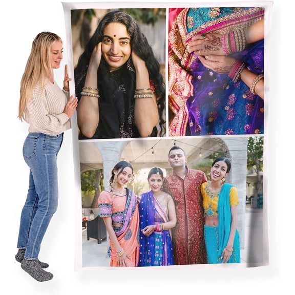 Custom Blanket Photos and Text, Fully Customizable with Your Pictures and Message, Soft Smooth Fleece Throw, 50" x 60"