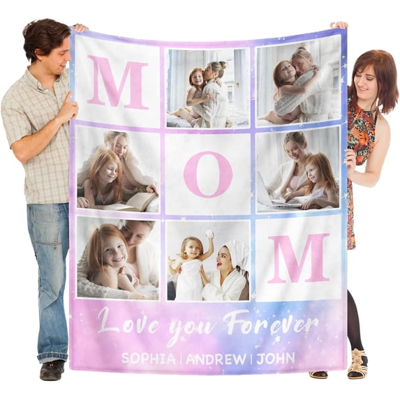 Custom Blanket with Picture for Couples, Personalized Flannel Throw Blankets,Gifts for Girlfriend Boyfriend Wife Husband Birthday Valentines Christmas