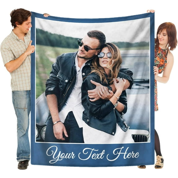 Custom Blanket with Picture for Couples, Personalized Flannel Throw Blankets,Gifts for Girlfriend Boyfriend Wife Husband Birthday Valentines Christmas