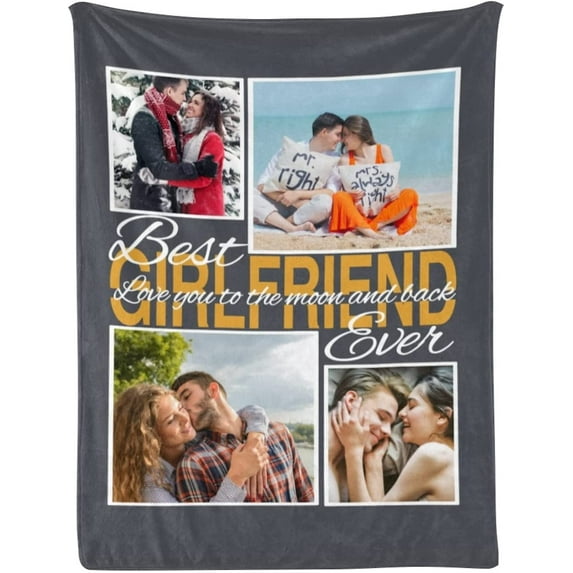 Custom Blanket with Picture Customized Blankets with Photos Personalized Gifts for Birthday Anniversary Christmas New Year, 10 Photos, 30x40 Inch(Minky Fleece) Blankets