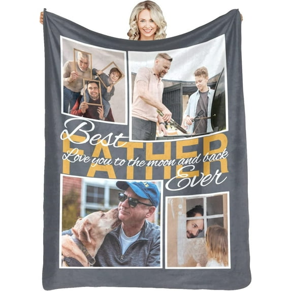 Custom Blanket with Picture Customized Blankets with Photos Personalized Gifts for Birthday Anniversary Christmas New Year, 10 Photos, 50x60 Inch(Minky Fleece)