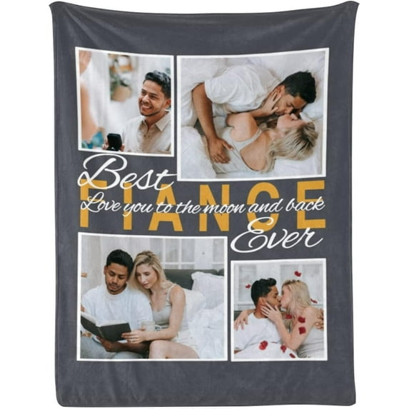 Custom Blanket with Picture Customized Blankets with Photos Personalized Gifts for Birthday Anniversary Christmas New Year, 10 Photos, 50x60 Inch(Minky Fleece)