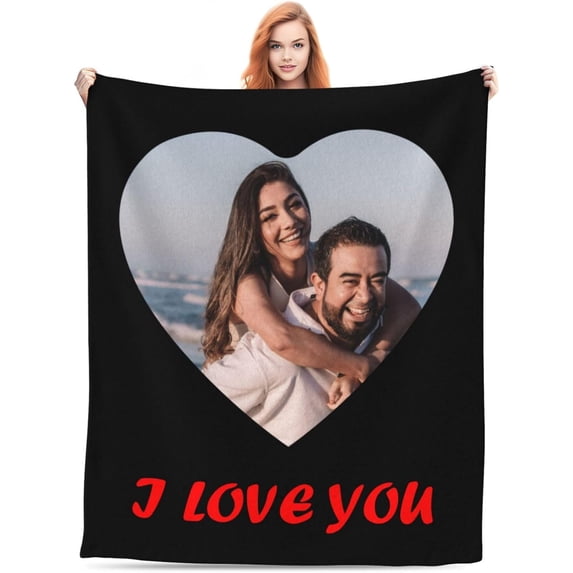 Custom Blanket with Picture, Customized Name Blankets with Text Photo Collages for Birthday Christmas Anniversary, Personalized Gifts Throw Blanket for Baby/Dad/Mom/Boyfriend, 60"x50"