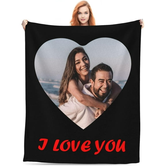 Custom Blanket with Picture, Customized Name Blankets with Text Photo Collages for Birthday Christmas Anniversary, Personalized Gifts Throw Blanket for Baby/Dad/Mom/Boyfriend, 60"x50"