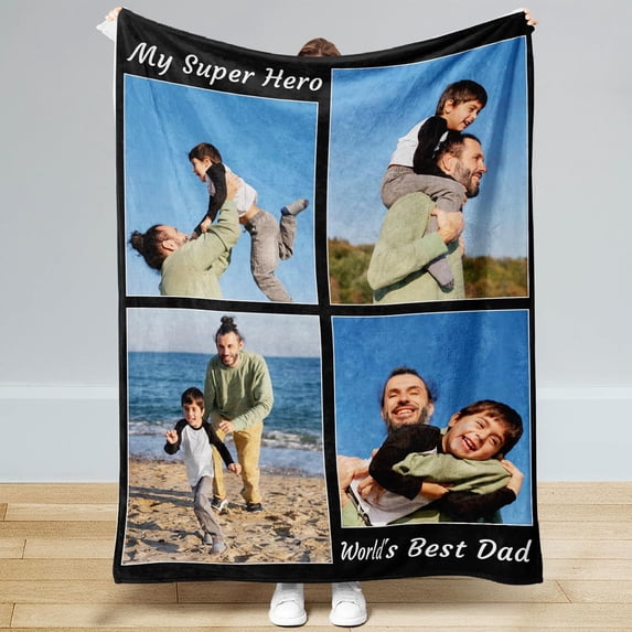 Custom Blanket with Picture, Customized Throw Blanket Gifts for Birthday Valentines Day Wedding, Personalized Photo Blanket Couple Gifts for Women Men Wife Husband Friend Blankets