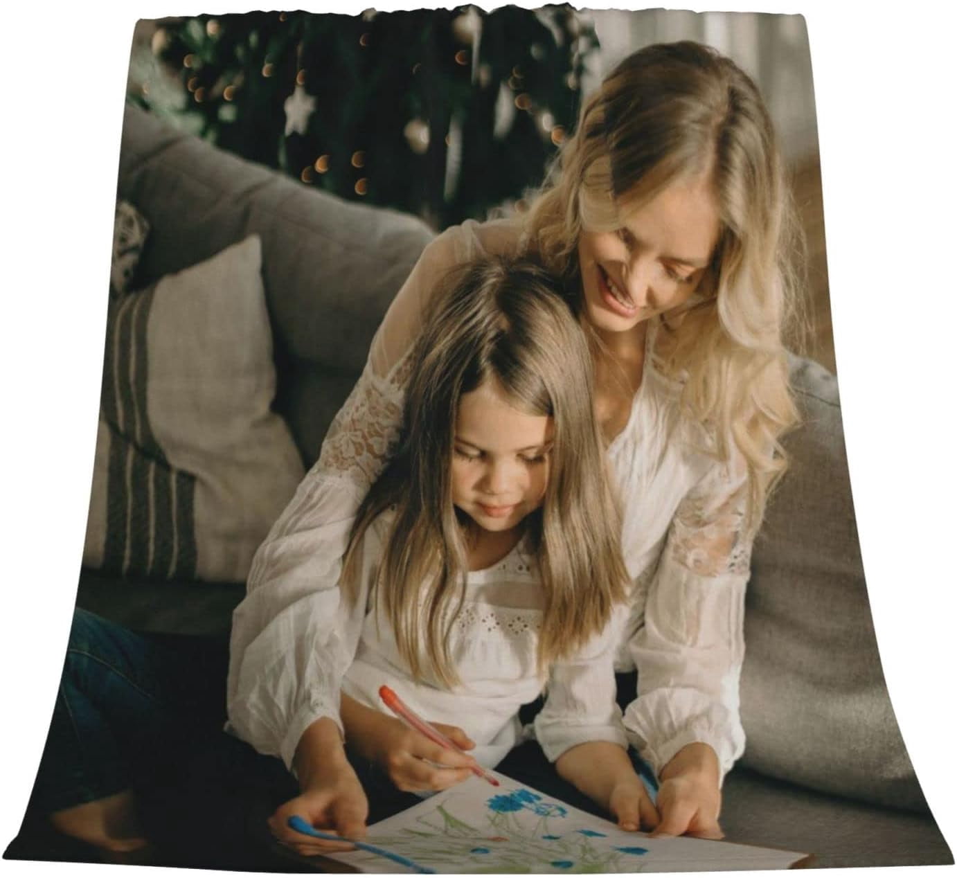 Custom Blanket with Picture Name, Personalized Throw Blanket for Dad