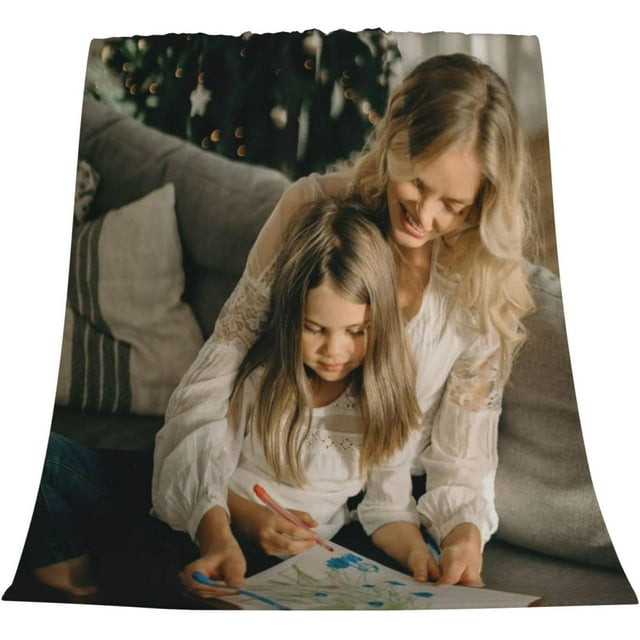 Custom Blanket with Picture Name, Personalized Throw Blanket for Dad