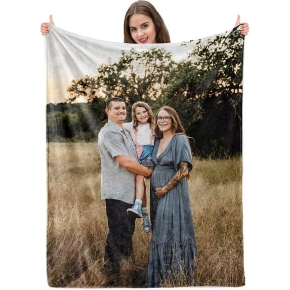 Custom Blanket with Picture, Personalized Photo Blanket. Mothers Day Mom Gifts and Fathers Day Dad Gifts from Daughter Son, Customized Christmas Birthday Valentines Day Gifts for Him Her Blankets