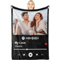 thumbnail image 1 of Custom Blanket with Picture Personalized Spotify Music Cover Gifts for Boyfriend Girlfriend, Anniversary Memorial Photos Gifts for Him Her Couple, Customized Christmas Valentines Day Birthday Gifts, 1 of 6
