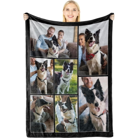 Custom Blanket with Picture Personalized Spotify Music Cover Gifts for Boyfriend Girlfriend, Anniversary Memorial Photos Gifts for Him Her Couple, Customized Christmas Valentines Day Birthday Gifts