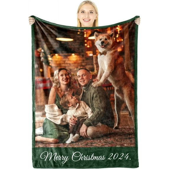 Custom Blanket with Picture Personalized Spotify Music Cover Gifts for Boyfriend Girlfriend, Anniversary Memorial Photos Gifts for Him Her Couple, Customized Christmas Valentines Day Birthday Gifts