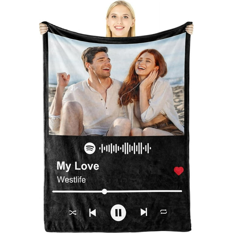 Custom Blanket with Picture Personalized Spotify Music Cover Gifts 