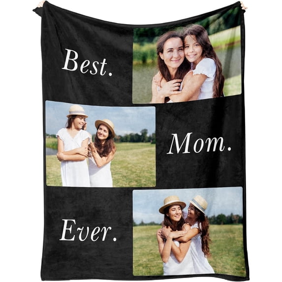 Custom Blanket with Picture, Picture Blankets Customized for Birthday Anniversary, Custom Gifts for Him Her, Picture Blankets Customized(1 Photo with Text) Blankets