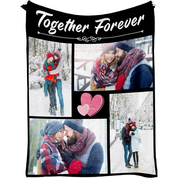 Custom Blanket with Picture, Picture Blankets Customized for Birthday Anniversary, Custom Gifts for Him Her, Picture Blankets Customized(1 Photo with Text) Blankets