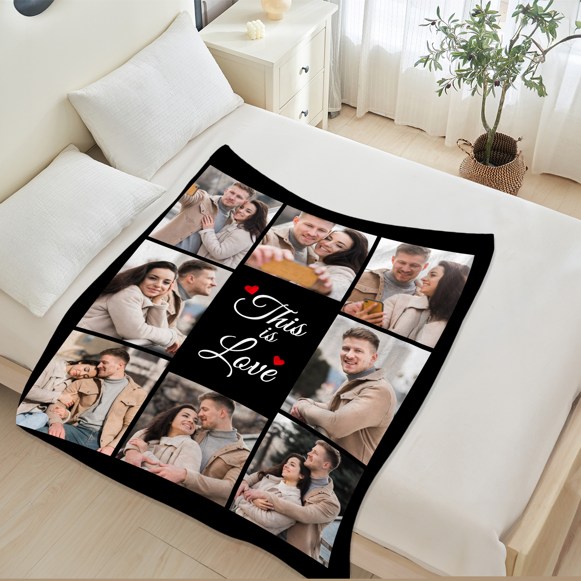 Custom Blanket with Photos, Printed in USA, Personalized Text Customized Blanket for Valentine's Day, Gift for Father Mother's Day, Christmas,30"x40"