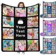 thumbnail image 1 of Custom Blanket with Picture Text Customized Blankets with 20 Photos Personalized Blanket Using My Own Pictures, Memorial Gifts for Birthday Christmas Valentine's Day Dad Mom Daughter Friends, 1 of 6