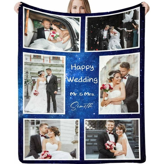 Custom Blanket with Picture Text Customized Blankets with 20 Photos Personalized Blanket Using My Own Pictures, Memorial Gifts for Birthday Christmas Valentine's Day Dad Mom Daughter Friends