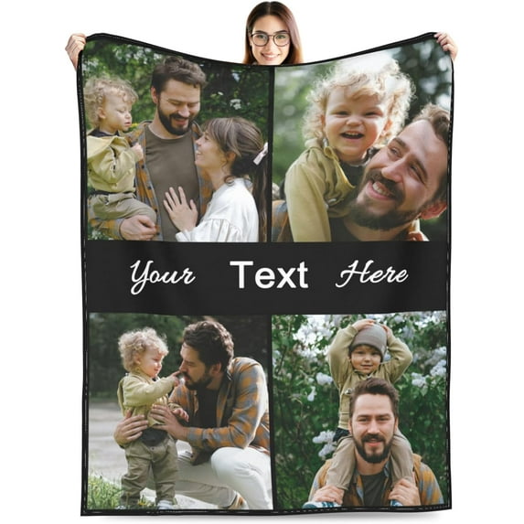 Custom Blanket with Picture Text Customized Blankets with Photos Customizable Personalized Blankets and Throws for Adult Kid Birthday Christmas Valentines Day Memorial Gift,