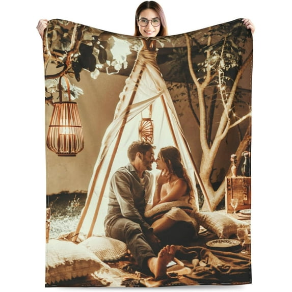 Custom Blanket with Picture Text Customized Blankets with Photos Customizable Personalized Blankets and Throws for Adult Kid Birthday Christmas Valentines Day Memorial Gift,