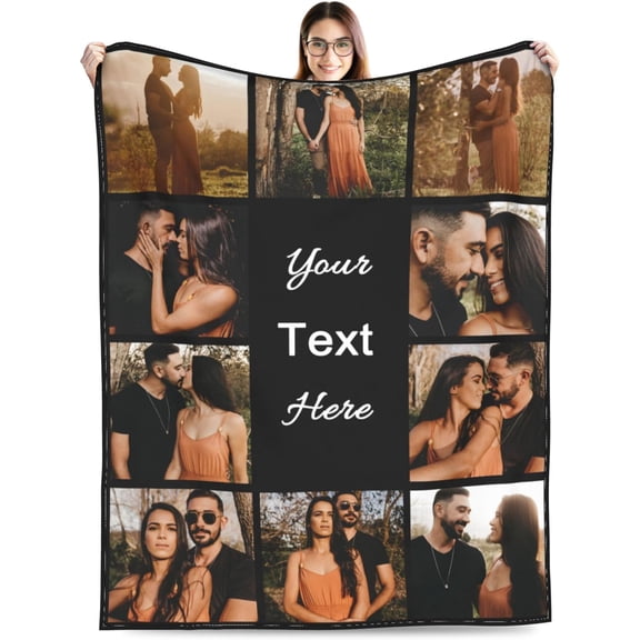 Custom Blanket with Picture Text Customized Blankets with Photos Customizable Personalized Blankets and Throws for Adult Kid Birthday Christmas Valentines Day Memorial Gift,