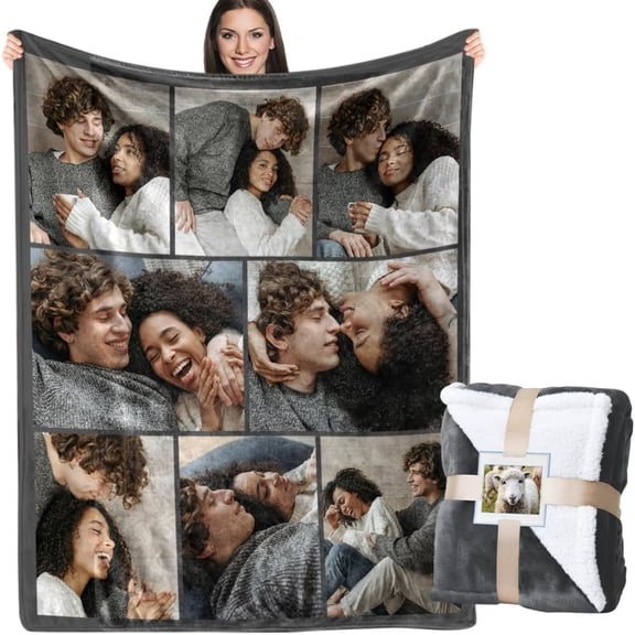 Custom Blanket with Picture Text Customized Fleece Photo Blanket for Couples Gifts Personalized Blankets and Throws Christmas Birthday Gifts for Boyfriend Girlfriend