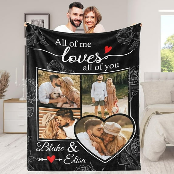 Custom Blanket with Picture Text Customized Photo Throw Blanket for Adult, Kids Personalized Family Photo Blanket for Mom, Dad, Grandma, Grandpa, Memorial Gifts for Christmas, Anniversary, Birthday
