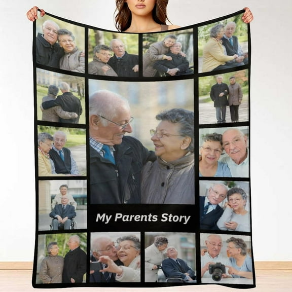Custom Blanket with Picture Text Personalized Photos Blanket Gifts for Adult Kid Girlfriend Boyfriend Christmas Halloween Fathers Mothers Valentines Day