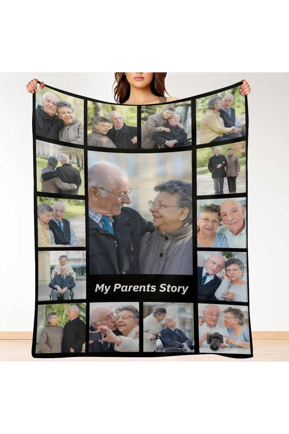 Custom Blanket with Picture Text Personalized Photos Blanket Gifts for Adult Kid Girlfriend Boyfriend Christmas Halloween Fathers Mothers Valentines Day