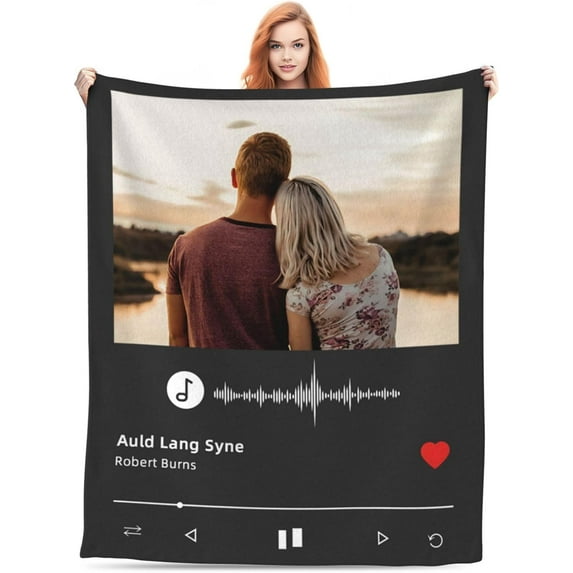 Custom Blanket with Picture Text Personalized Throw Blanket for Valentine's Day, Personalized Gifts for Boyfriend Girlfriend Husband Wife, Customized Photo Blankets for Anniversary Birthday Blankets